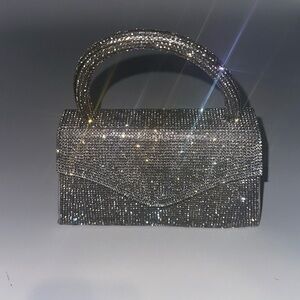 Silver rhinestone holiday special occasion bag